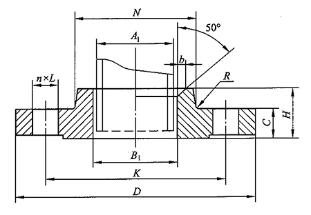 HG/T20592-2009带颈平焊钢制管法兰结构图