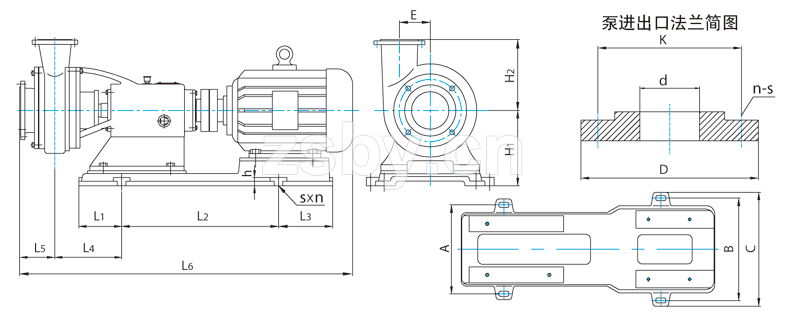 FXB-Z系列稀酸泵安装尺寸图
