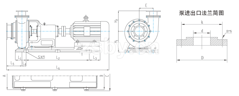 FXB-Z系列稀酸泵安装尺寸图