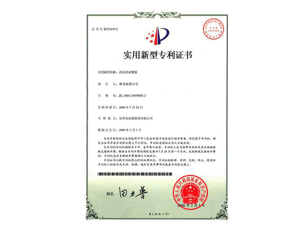 改良的衬塑泵：龟甲网衬里(ZL200420078091.2)